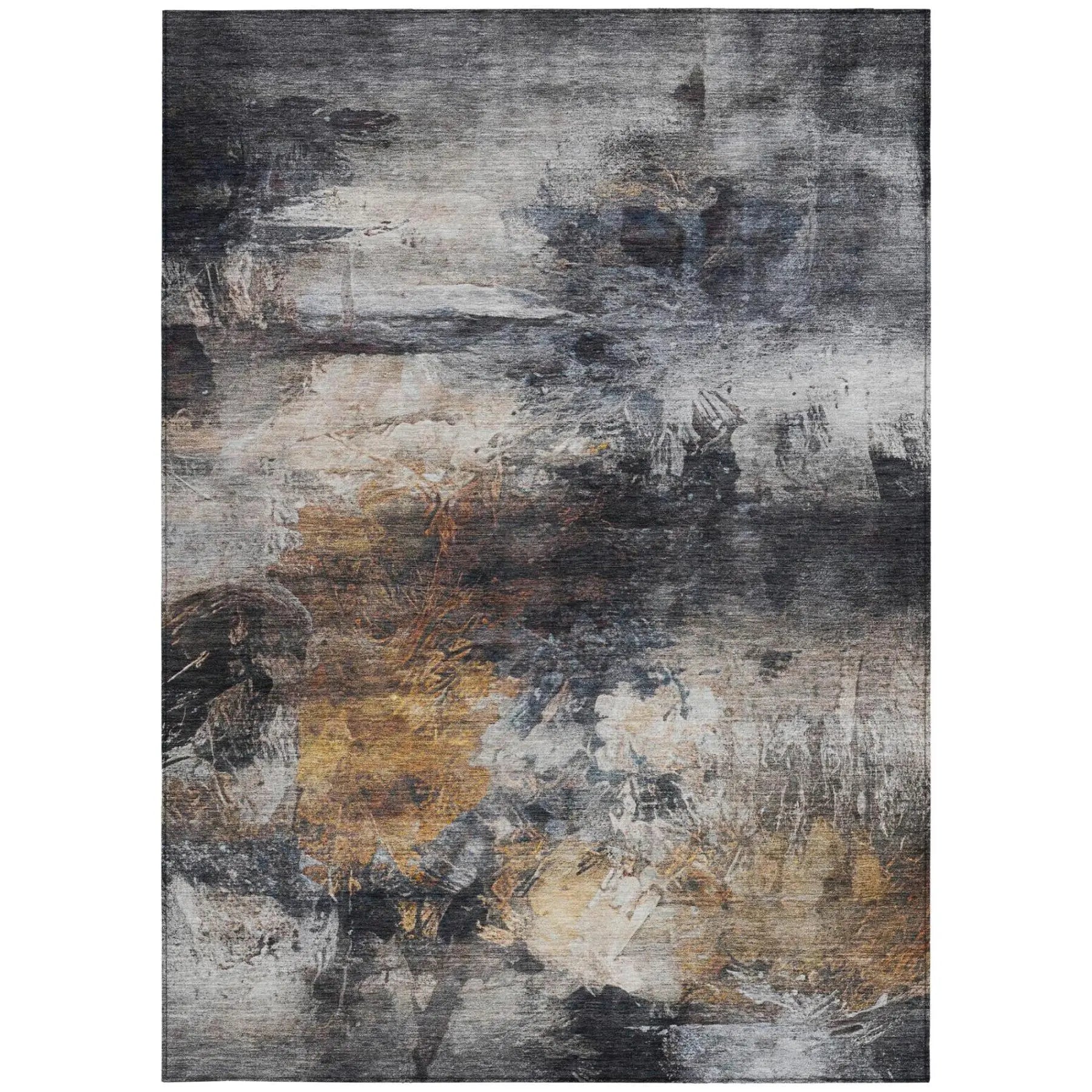 8' X 10' Charcoal And Gray Abstract Washable Indoor Outdoor Area Rug Homeroots Outdoor